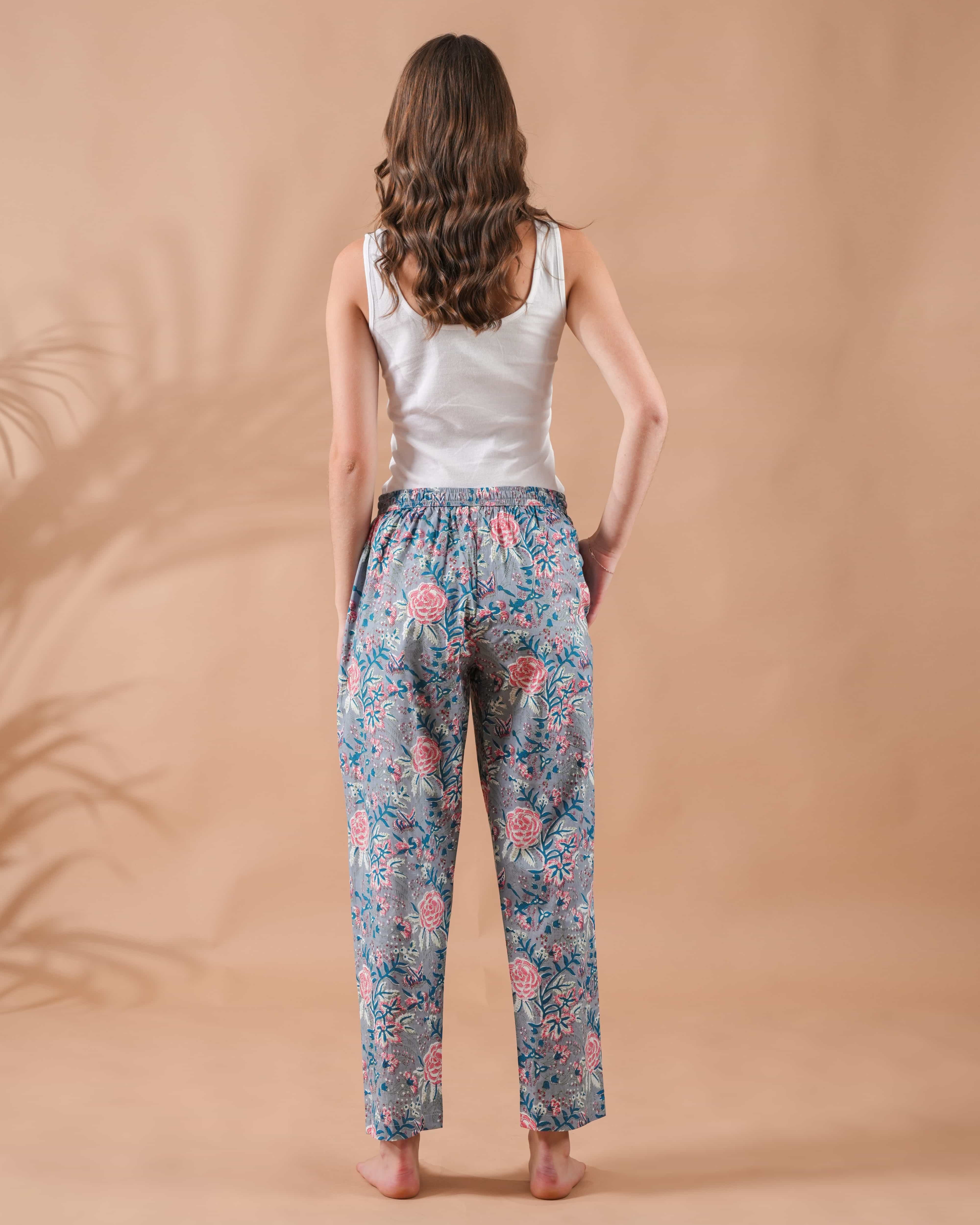 Cotton Pajama Pants Women - Slate Rose