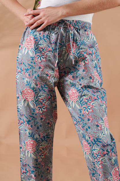 Cotton Pajama Pants Women - Slate Rose