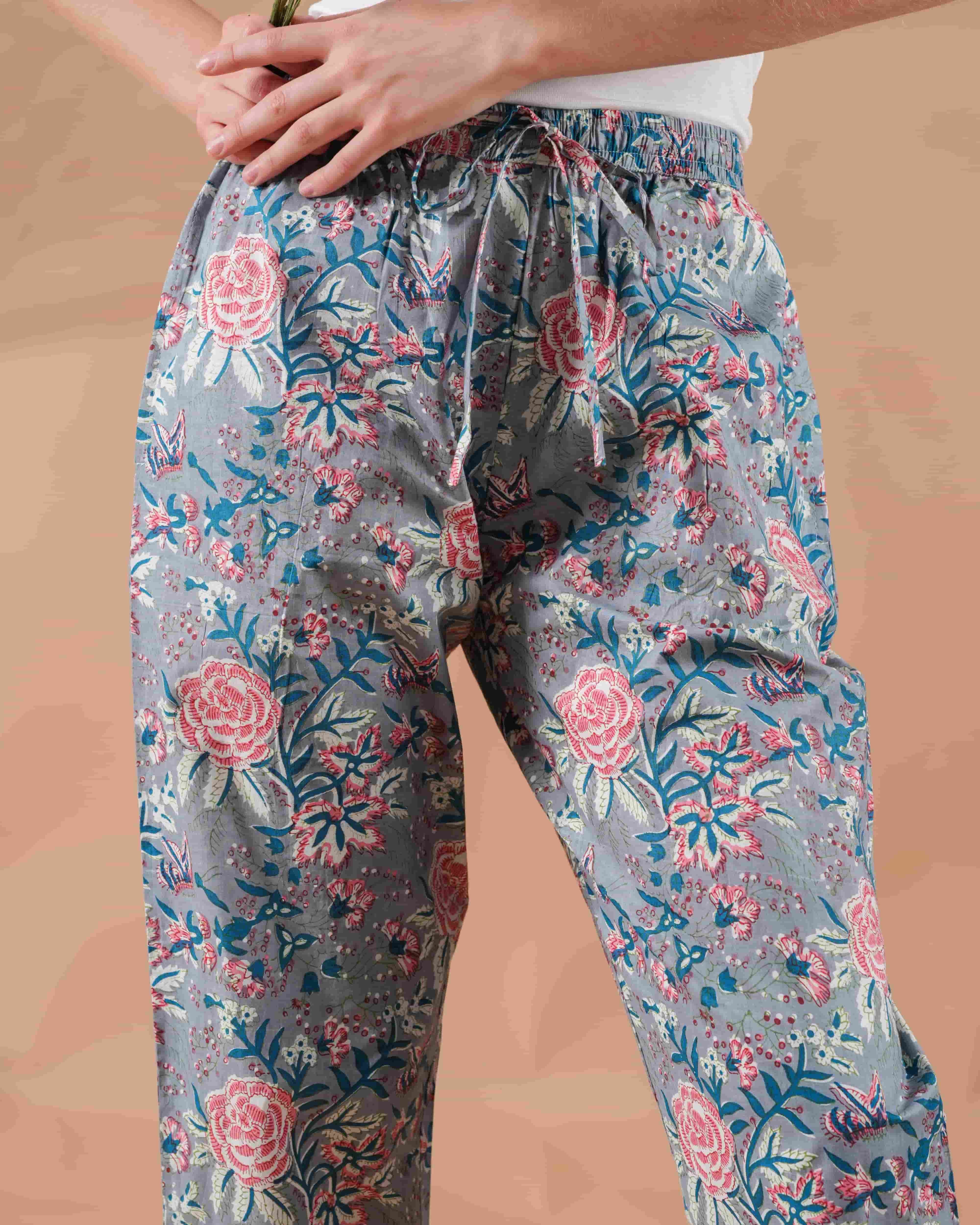 Cotton Pajama Pants Women - Slate Rose