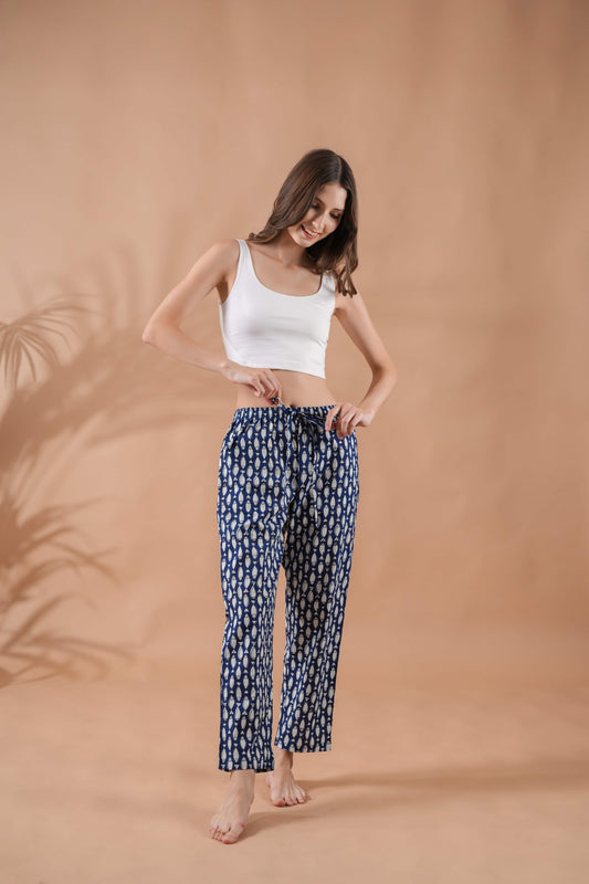 Cotton Pajama Pants Women - Midnight Swim