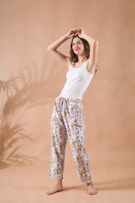 Cotton Pajama Pants Women - Blooming Breeze