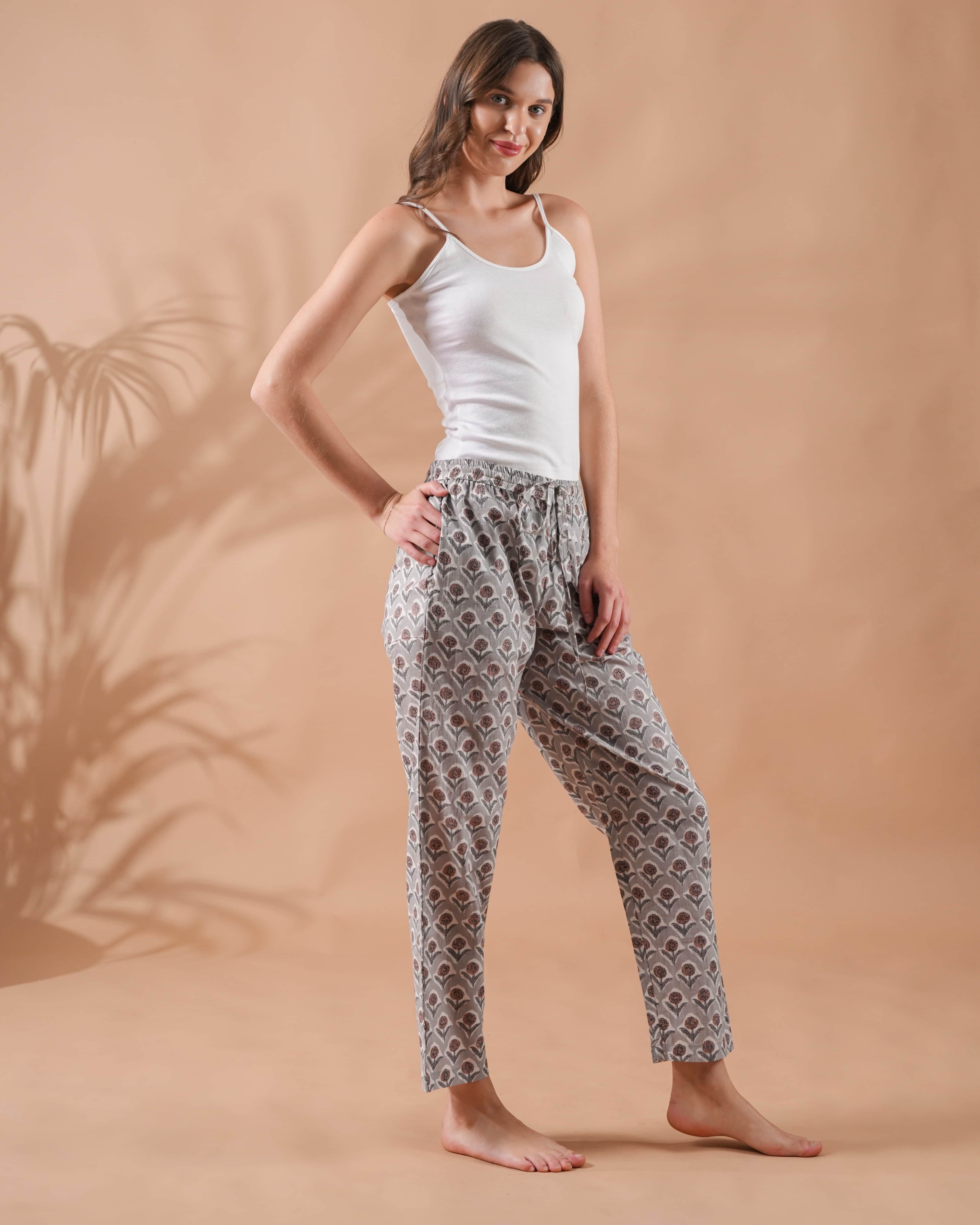 Cotton Pajama Pants Women - Earthy Elegance