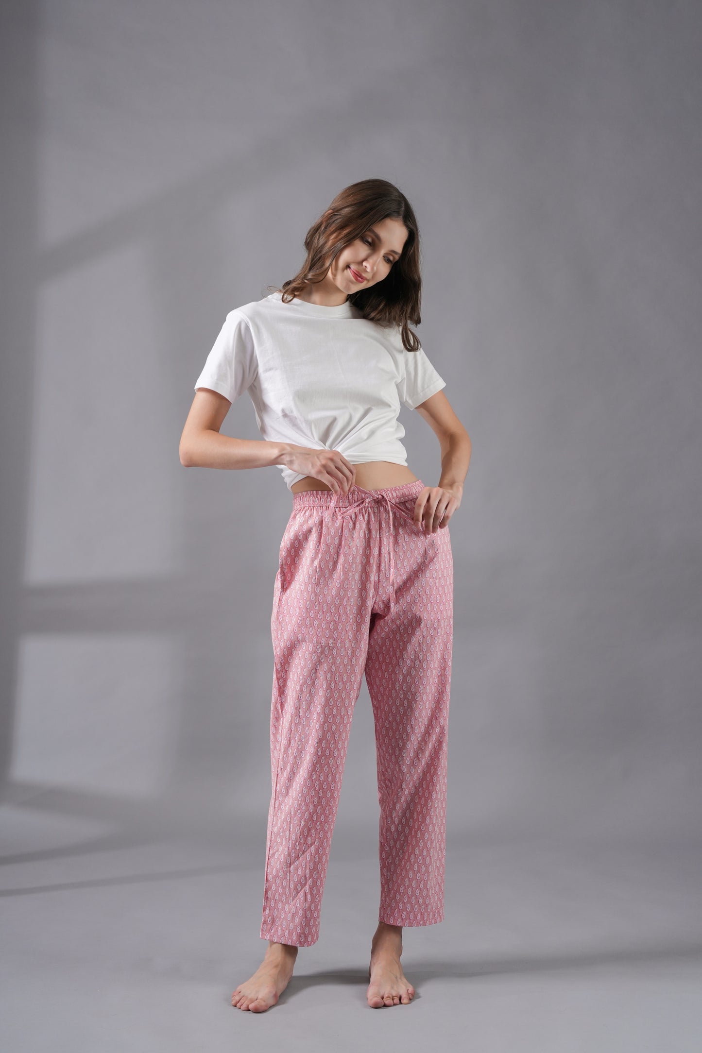 Cotton Pajama Pants Women - Blush Forest