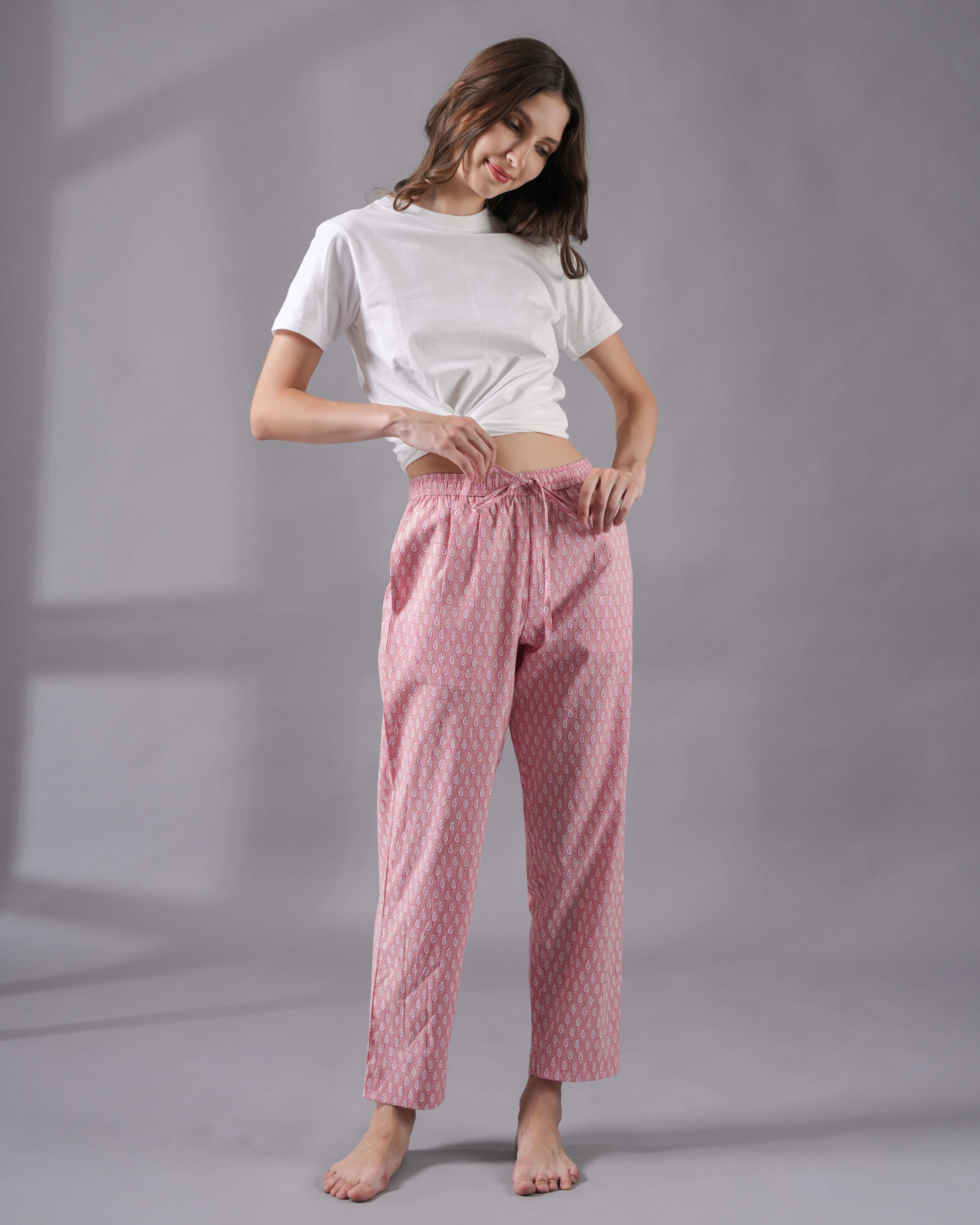 Cotton Pajama Pants Women - Blush Forest