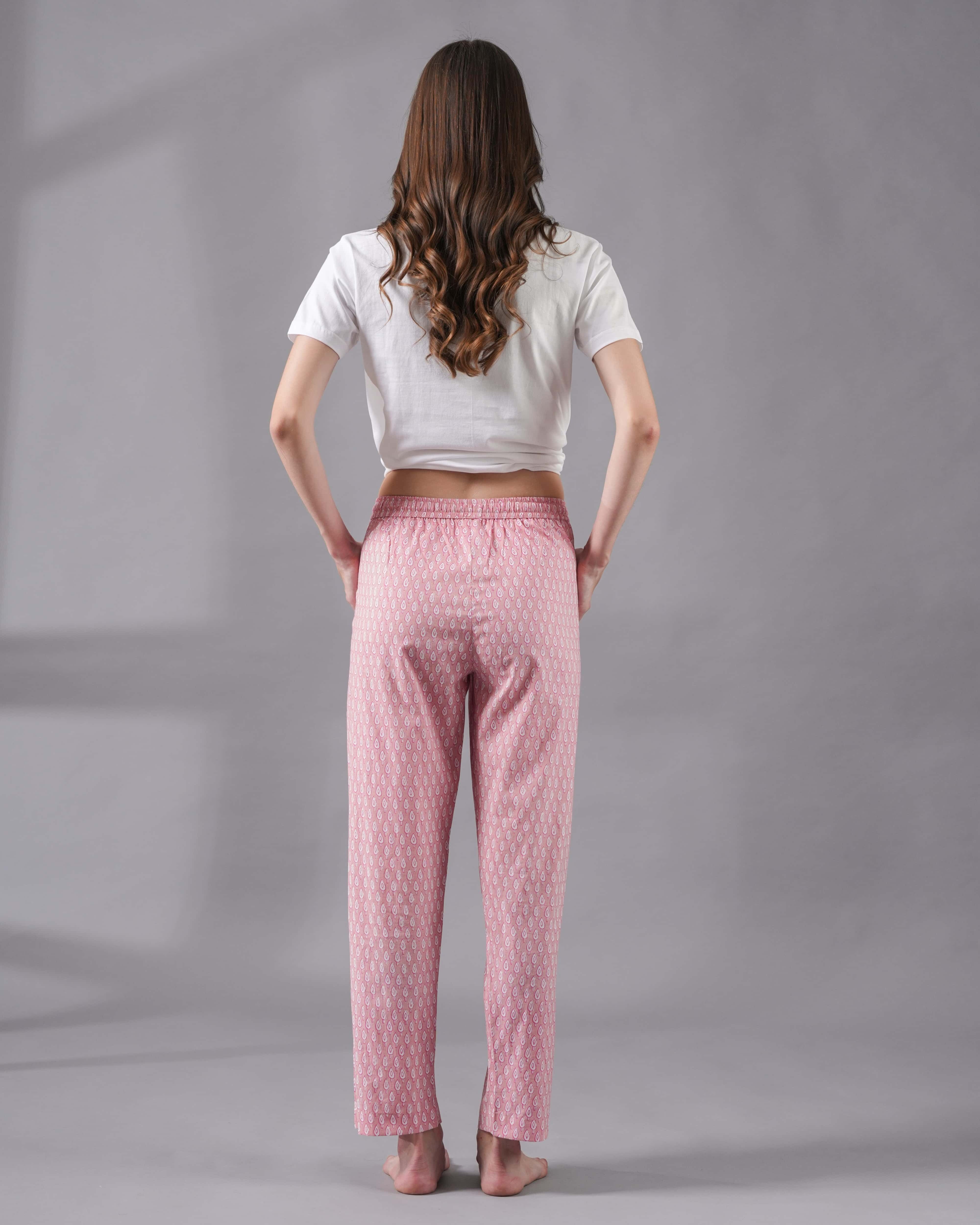Cotton Pajama Pants Women - Blush Forest