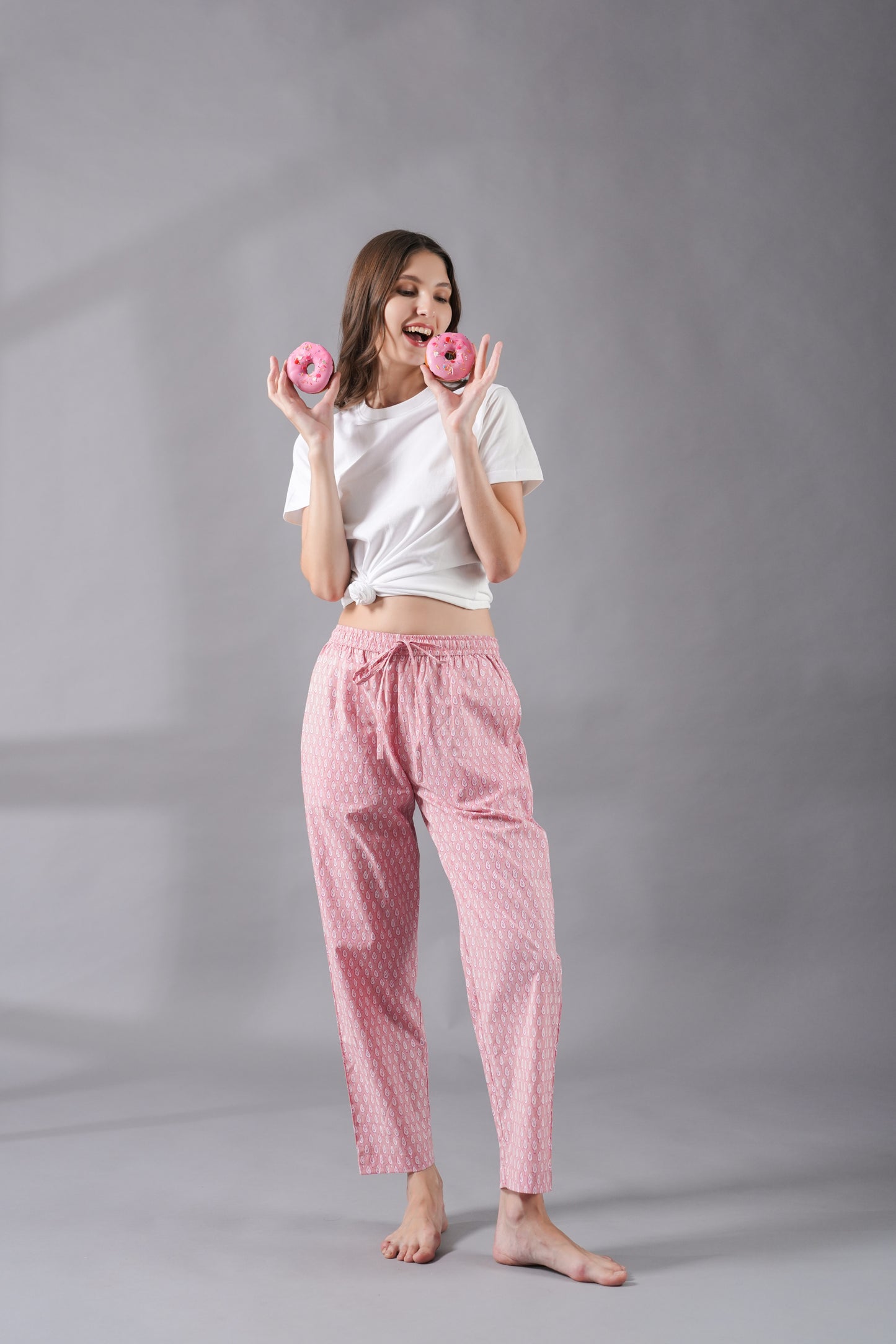 Cotton Pajama Pants Women - Blush Forest