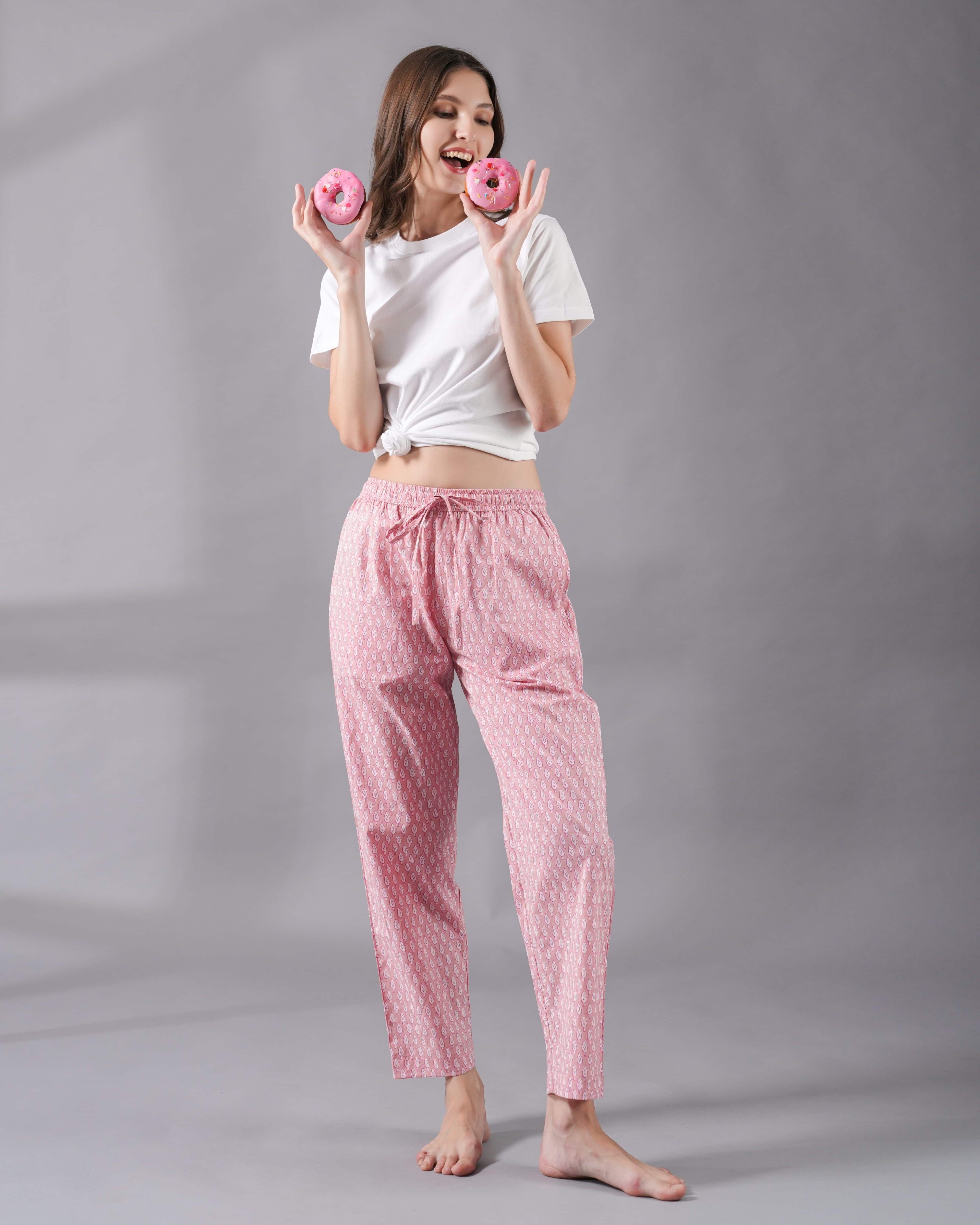 Cotton Pajama Pants Women - Blush Forest
