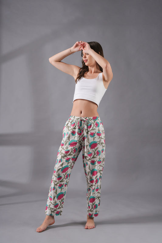 Cotton Pajama Pants Women - Fresh Bloom