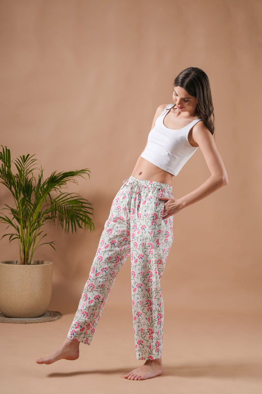 Cotton Pajama Pants Women - Peony Dream