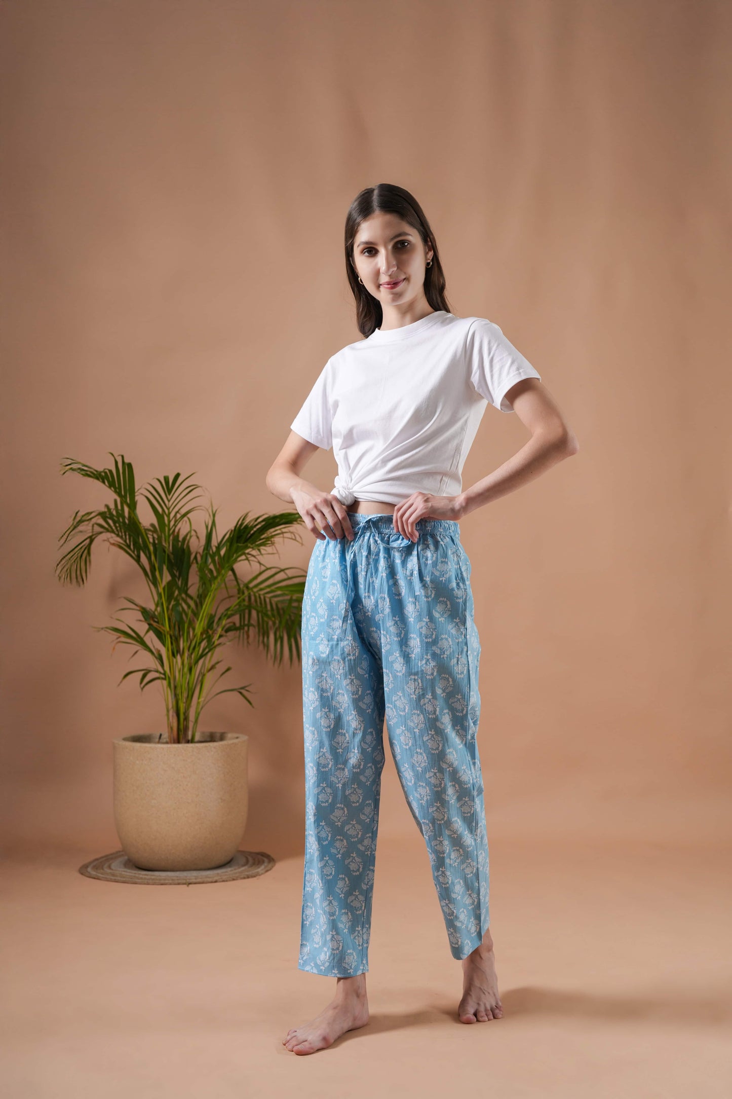 Cotton Pajama Pants Women - Frosted Flora