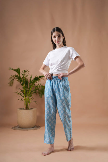 Cotton Pajama Pants Women - Frosted Flora