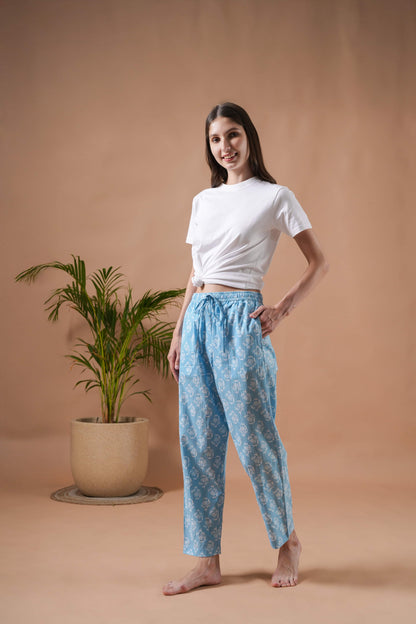 Cotton Pajama Pants Women - Frosted Flora