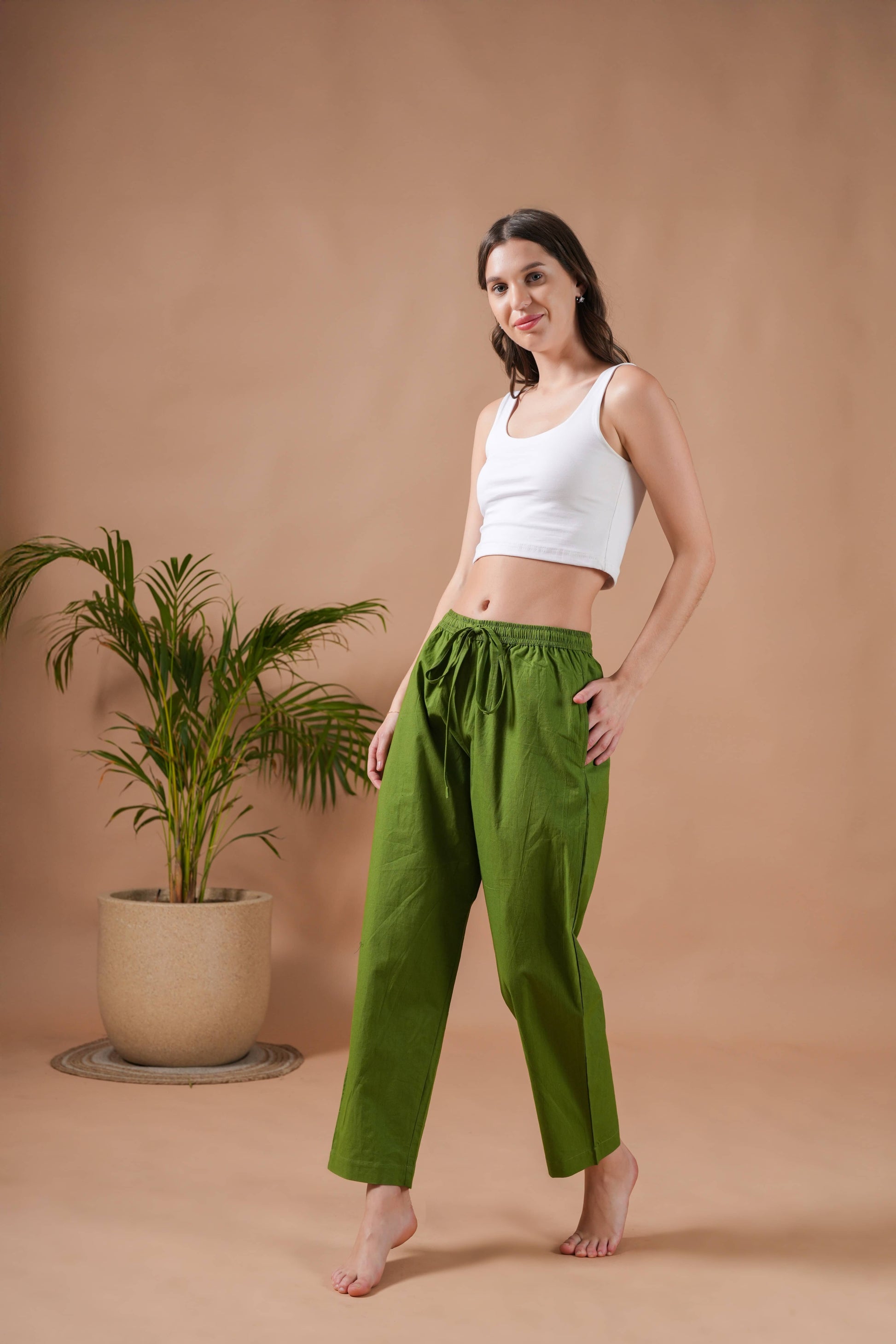  Green Cotton Pajama Pants