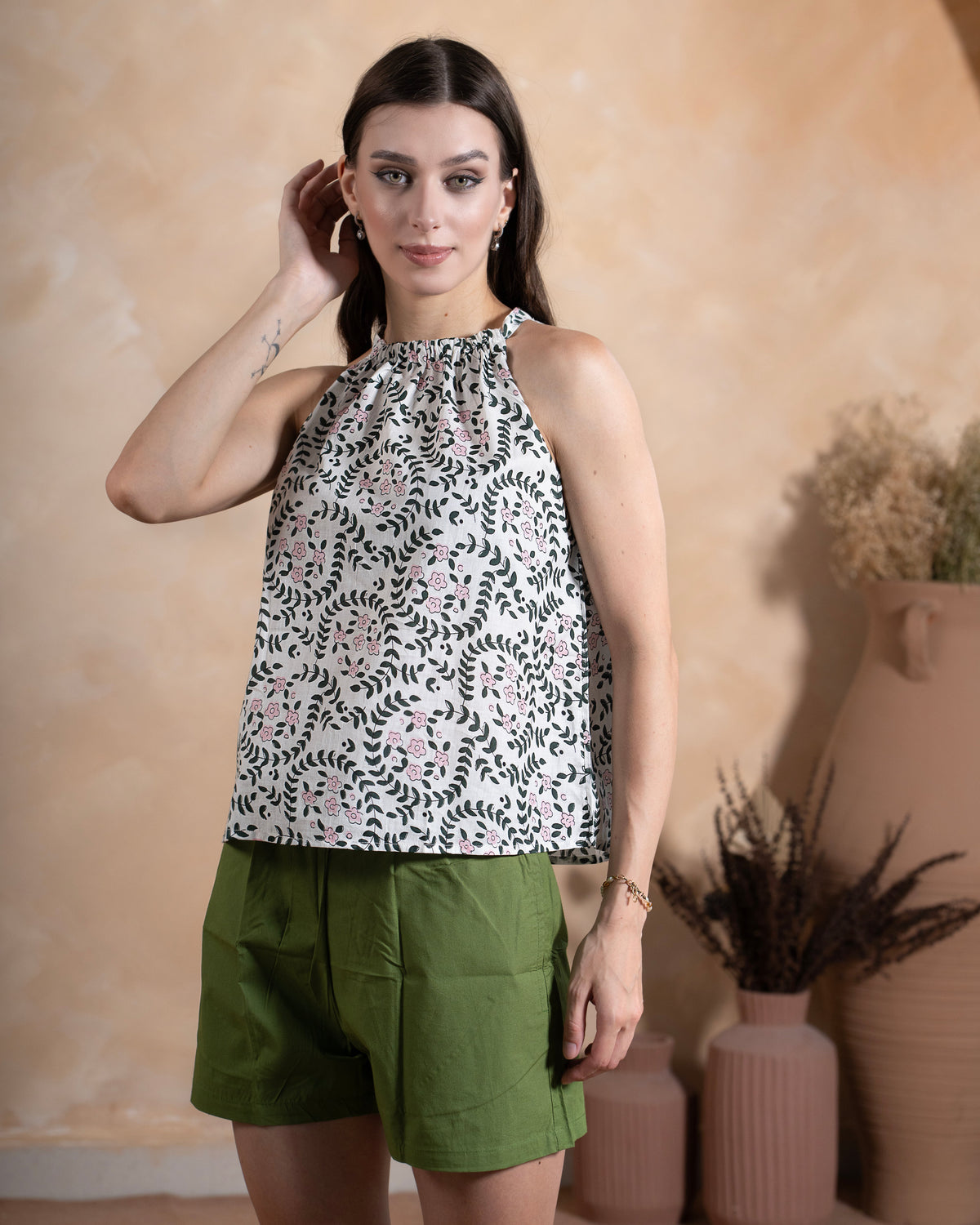 Cotton Shorts and Top Set Floral Loungewear
