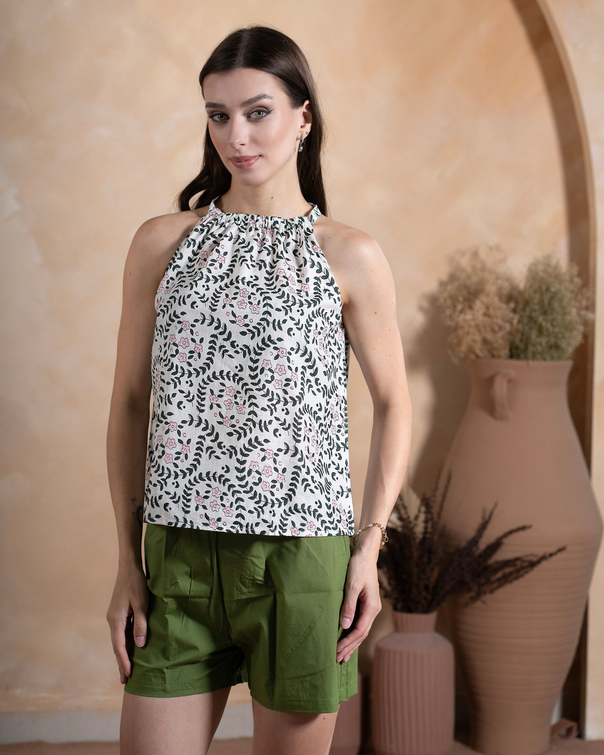 Cotton Shorts and Top Set Floral Loungewear