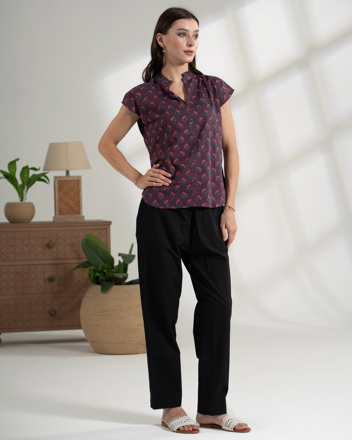 Cotton Top & Pants Soft Loungewear Set Women
