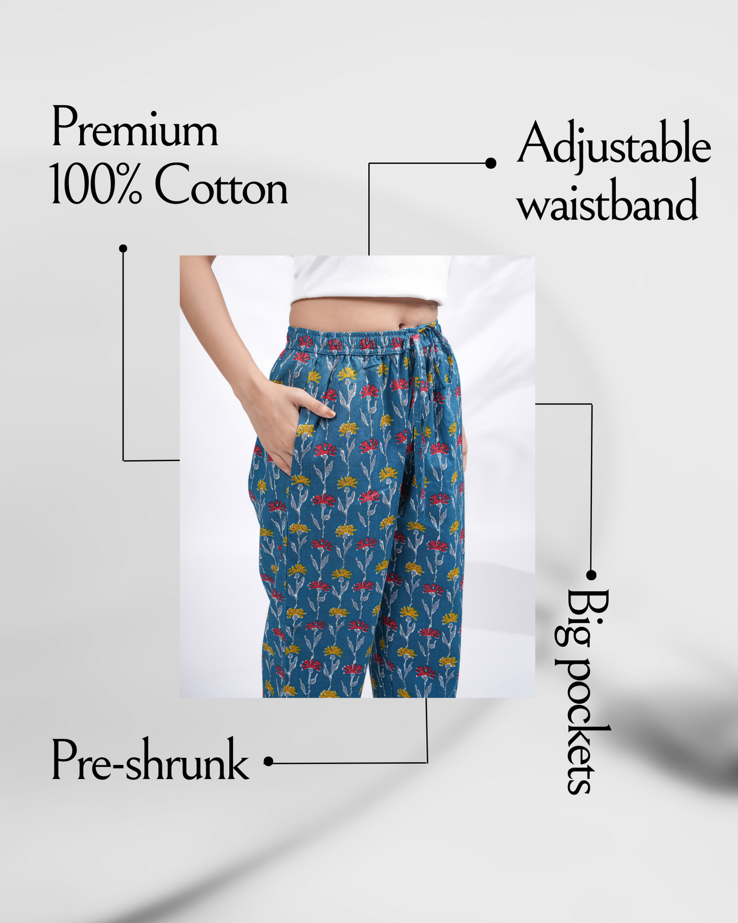 Cotton Pajama Pants Women - Dusky Garden