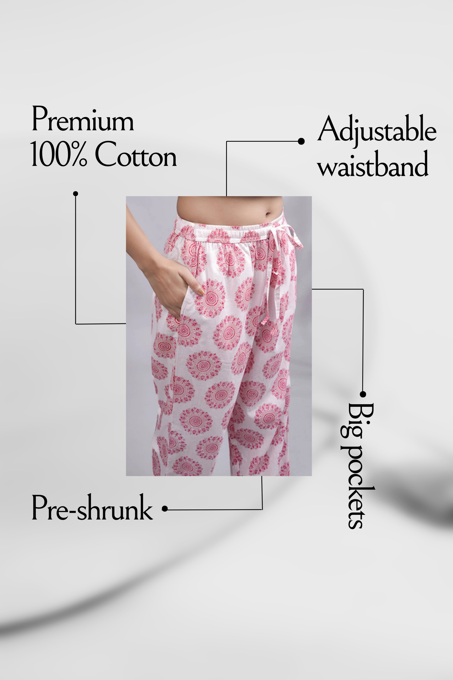 Cotton Pajama Pants Women - Soft Blush