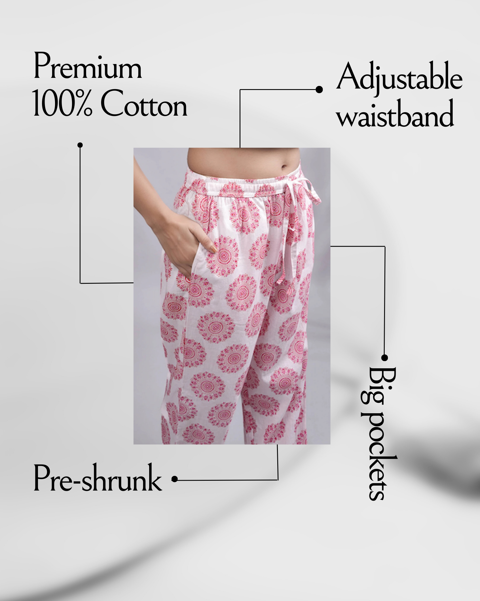 Cotton Pajama Pants Women - Soft Blush