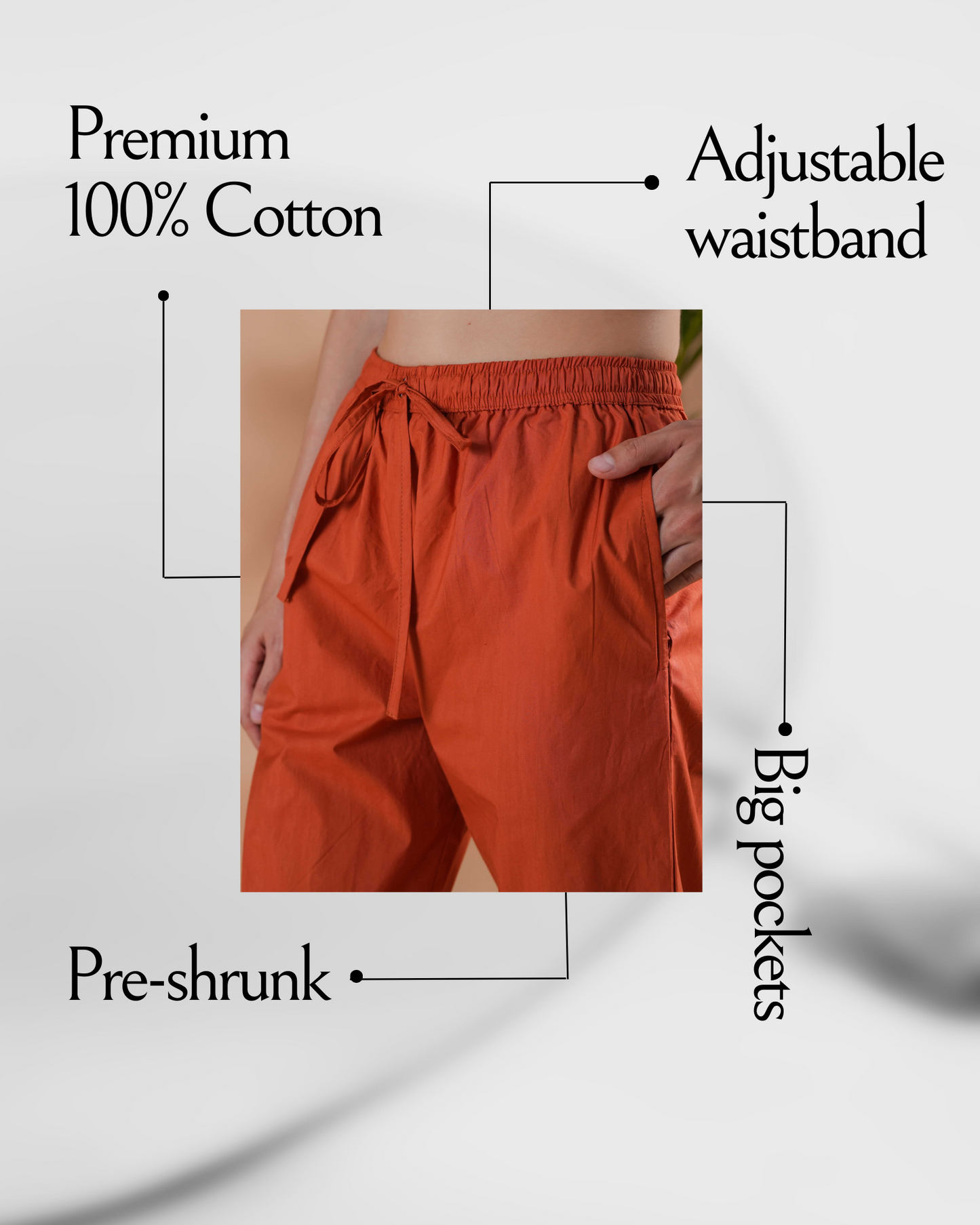 Cotton Poplin Lounge Pants Women - Burnt Orange