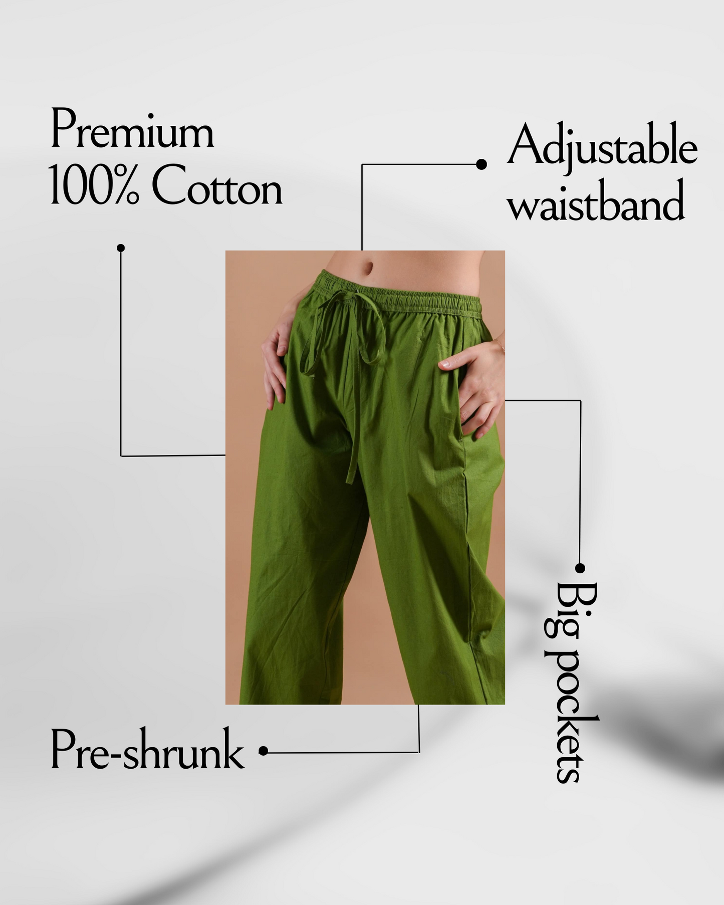 Cotton Poplin Lounge Pants Women - Forest Green