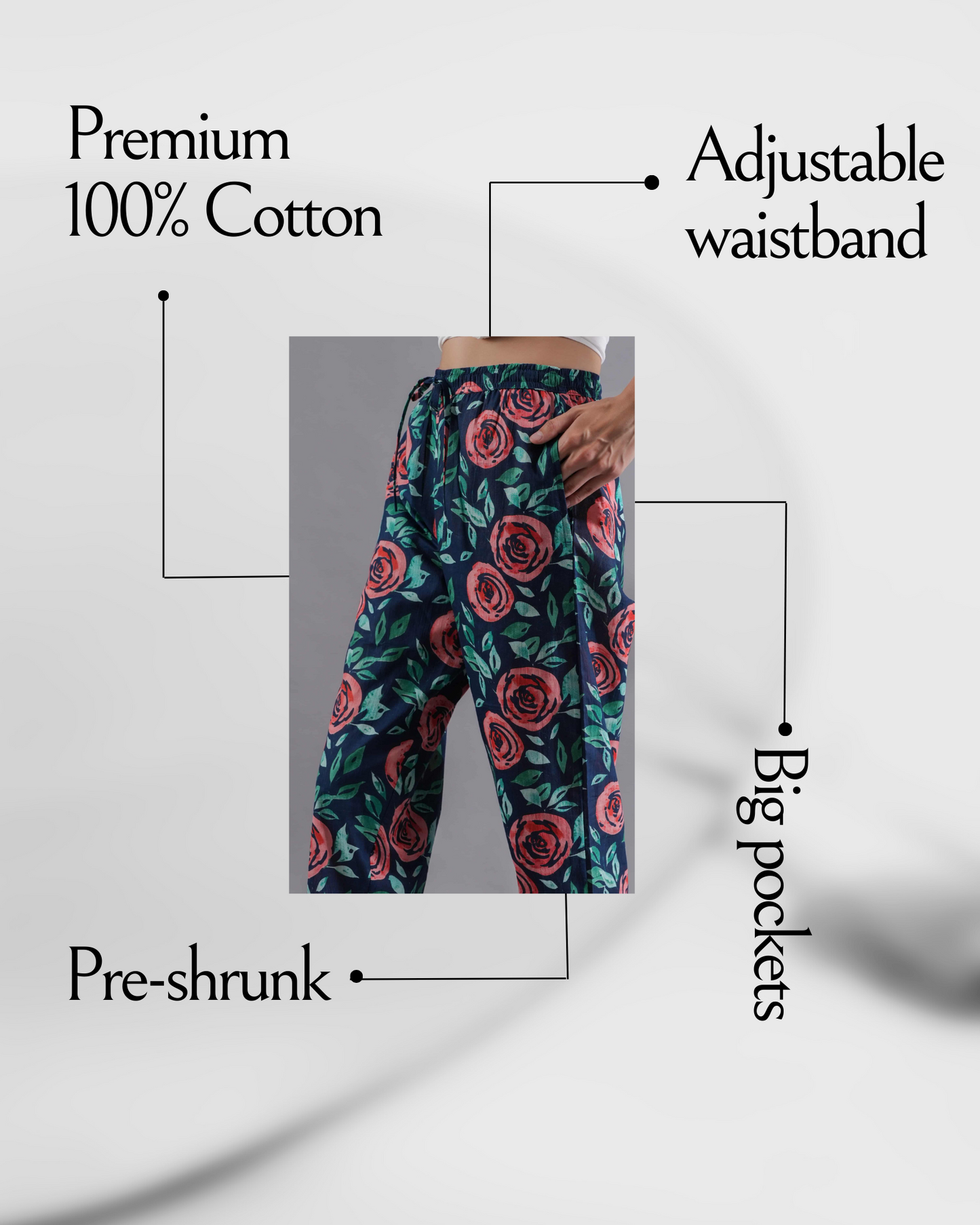 Cotton Pajama Pants Women - Royal Rose