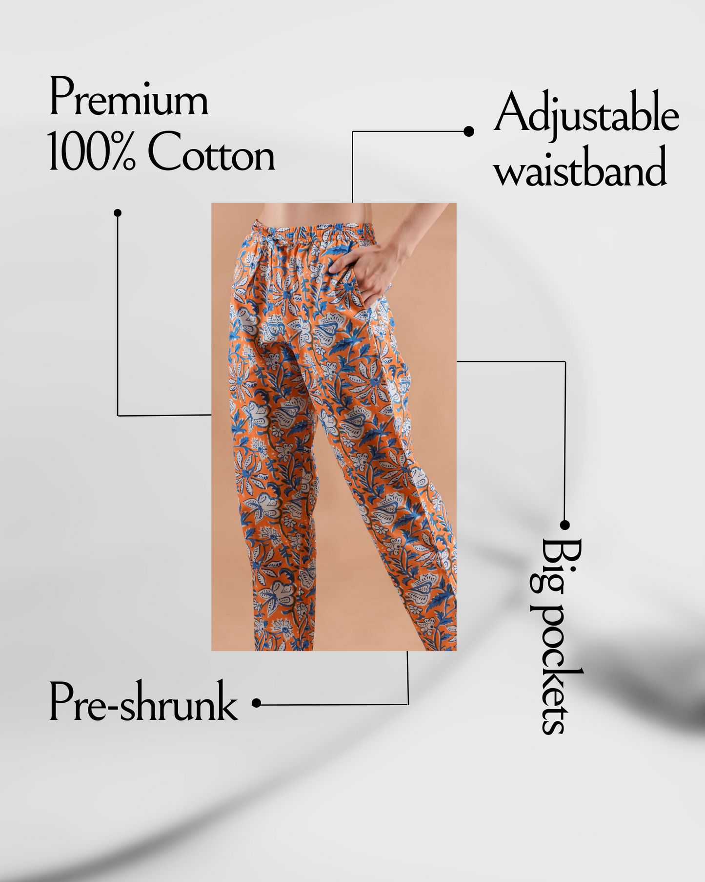 Cotton Pajama Pants Women - Vibrant Vines