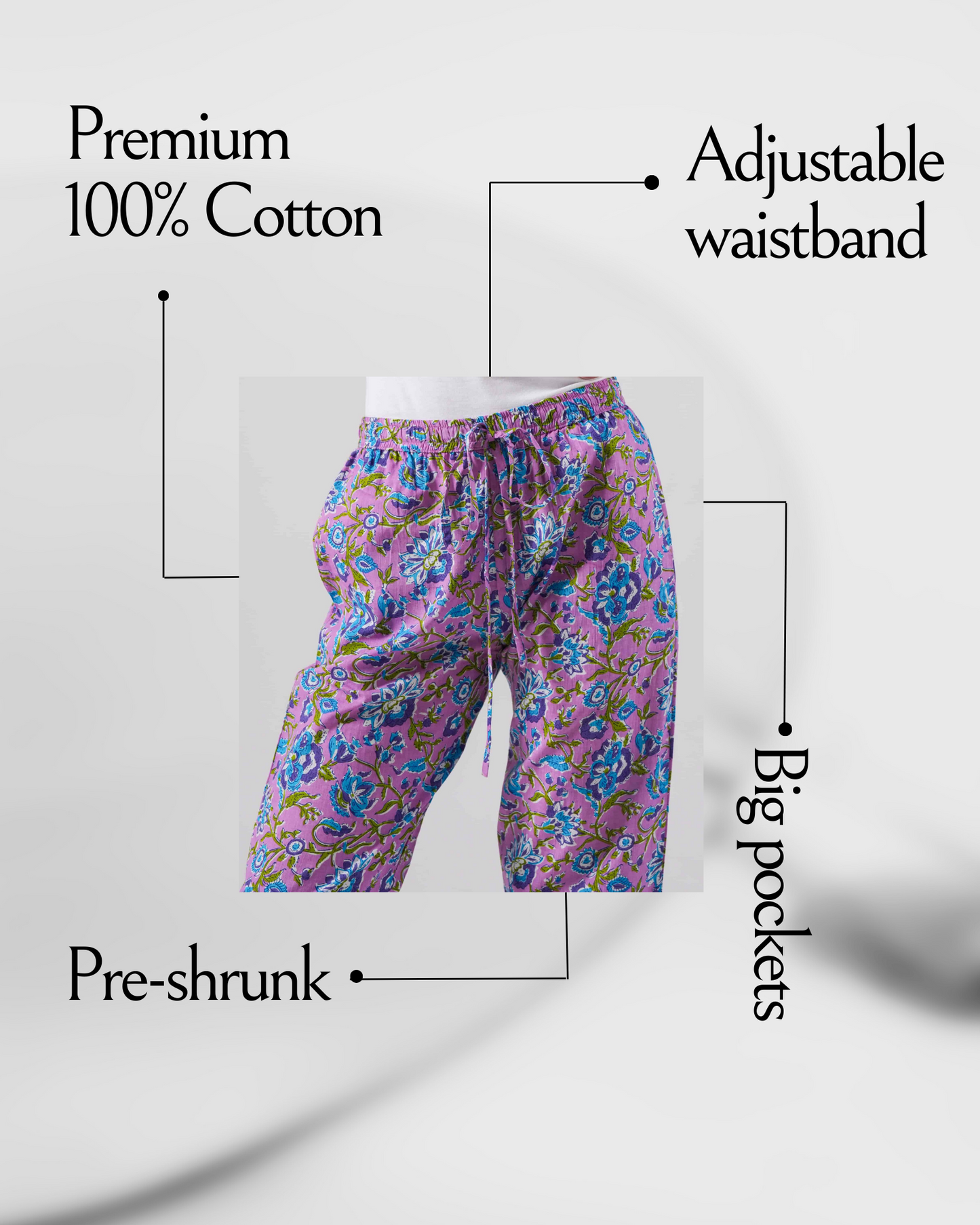 Cotton Pajama Pants Women - Mystic Lavender