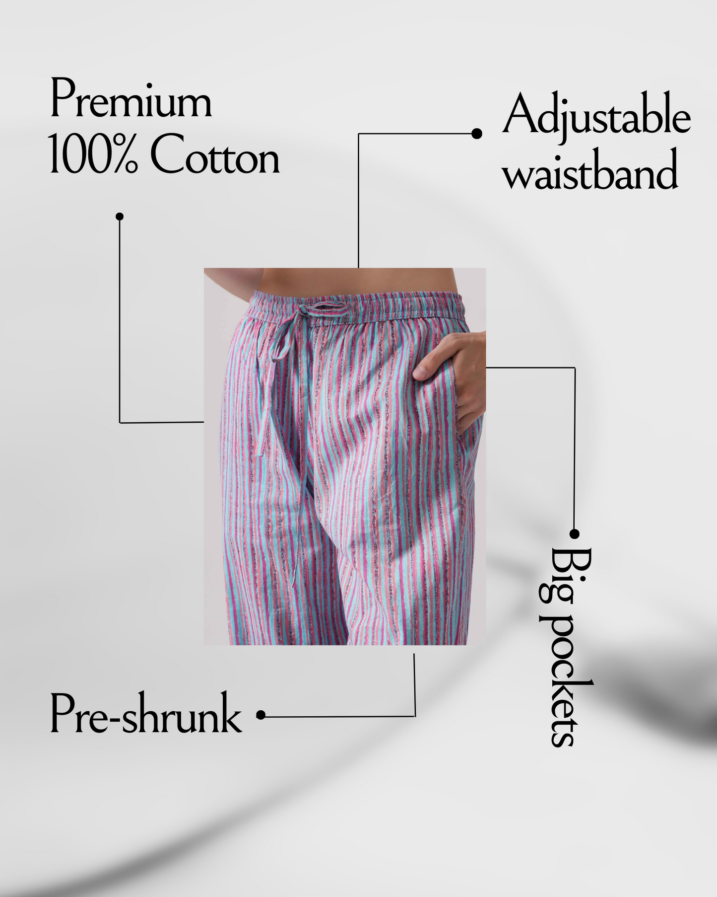 Cotton Pajama Pants Women - Pink Horizon