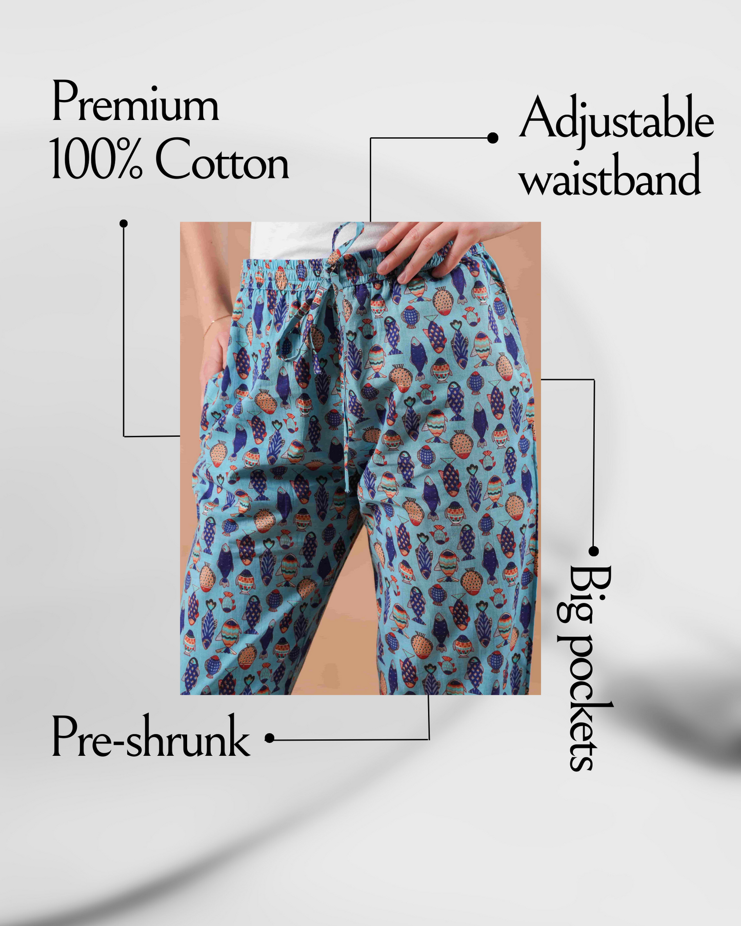 Cotton Pajama Pants Women - Marine Melodies