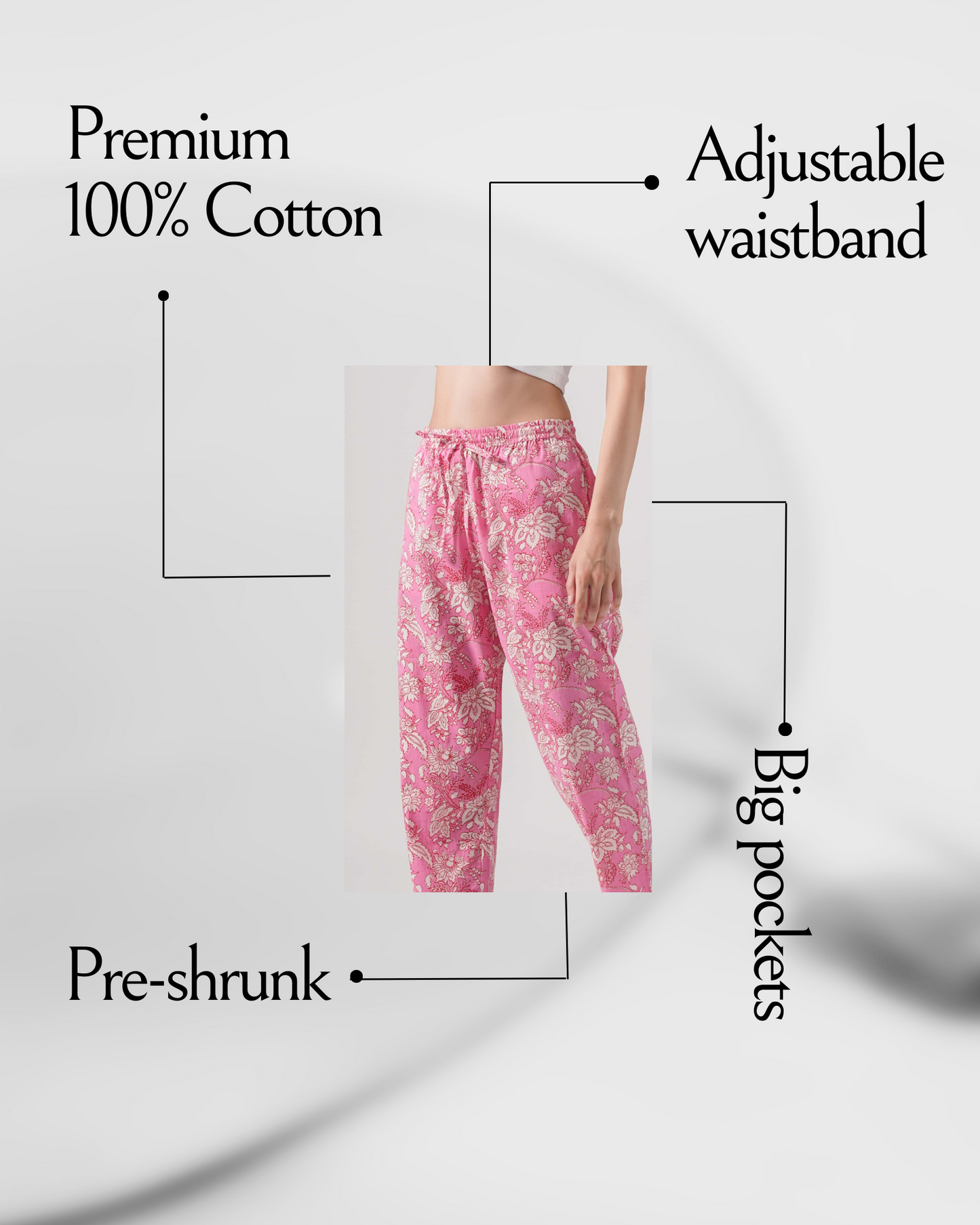 Cotton Pajama Pants Women - Floral Fantasy