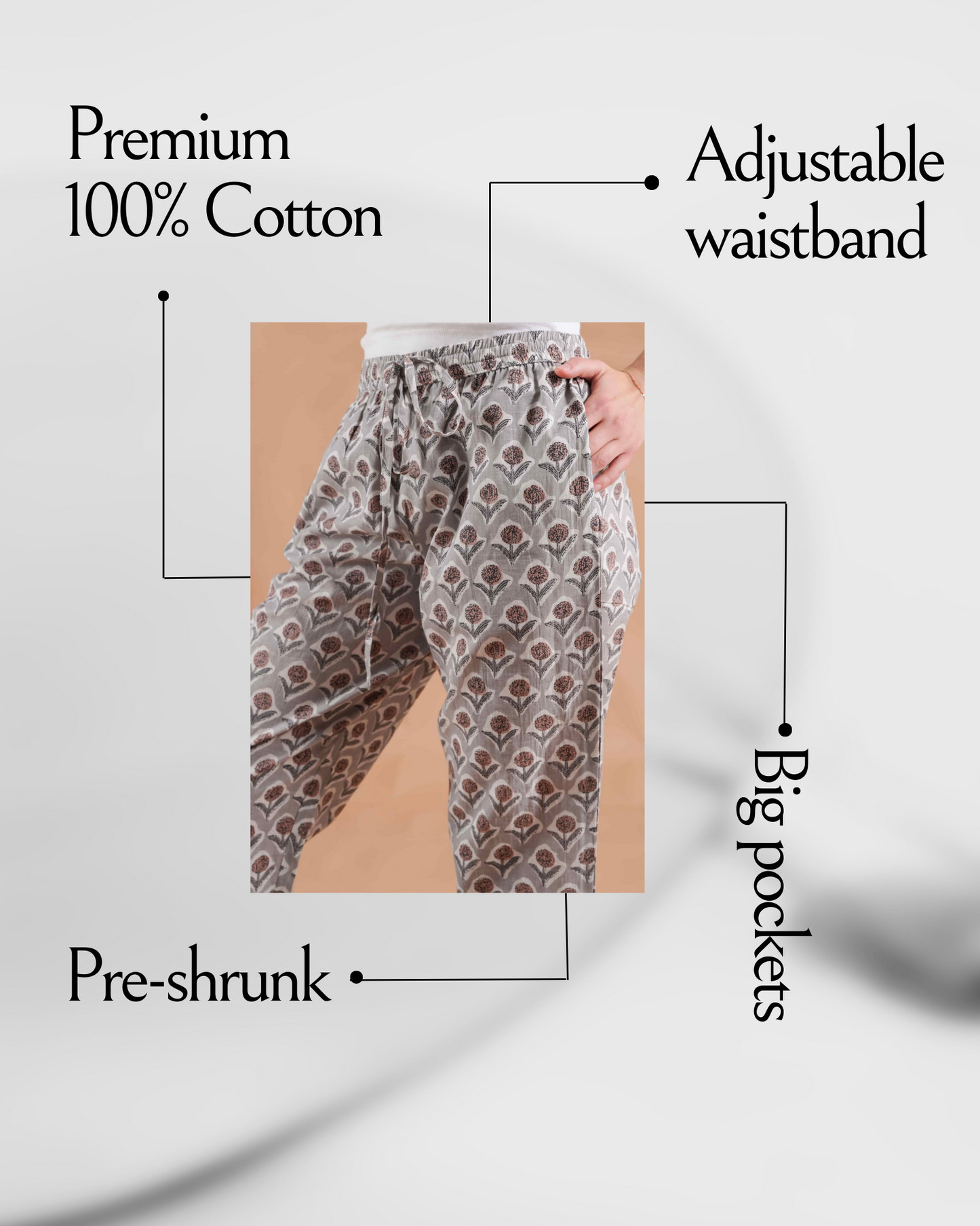 Cotton Pajama Pants Women - Earthy Elegance