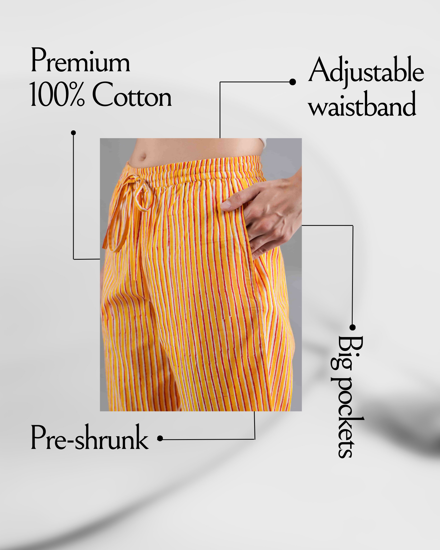 Cotton Pajama Pants Women - Sunset Stripes