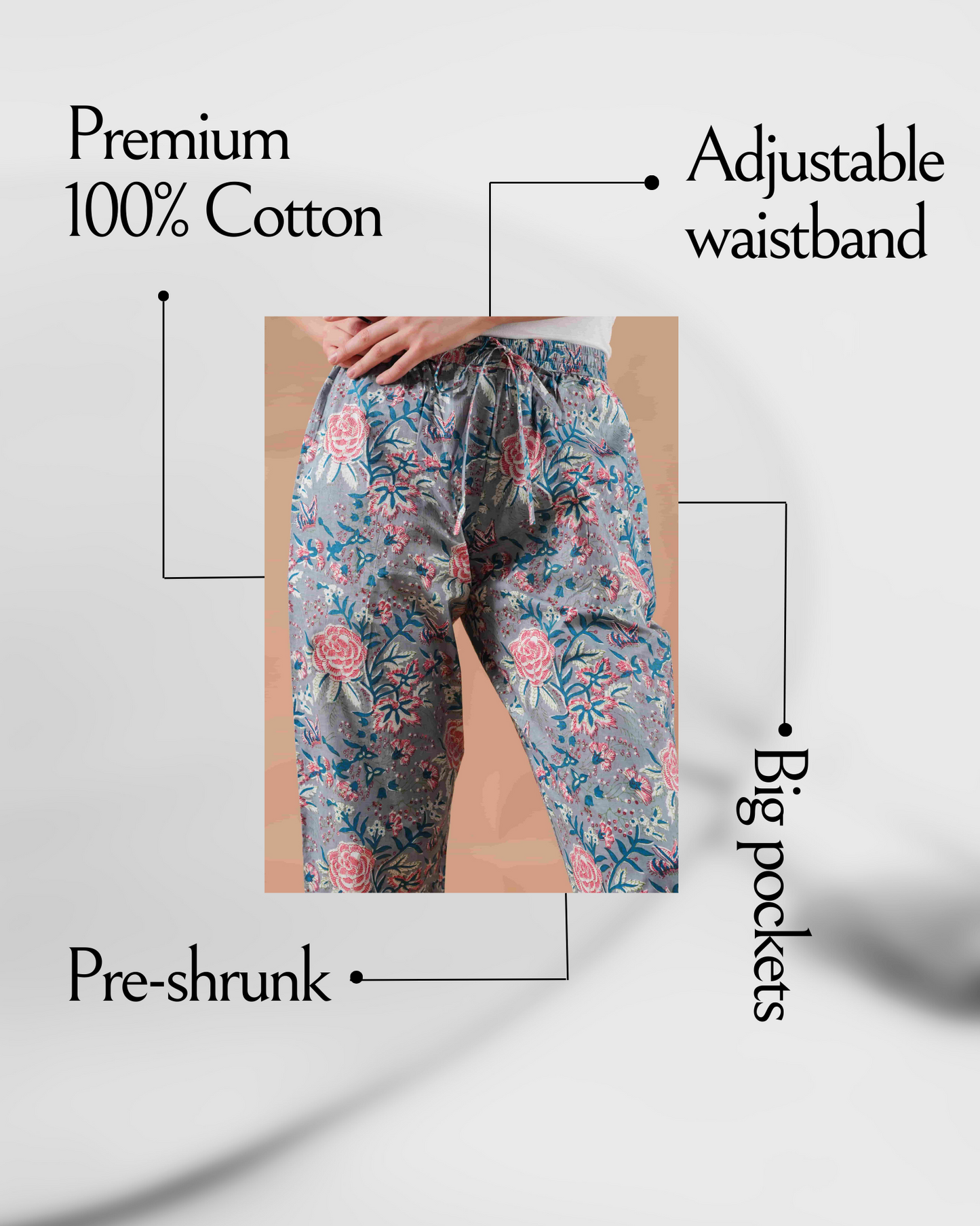 Cotton Pajama Pants Women - Slate Rose