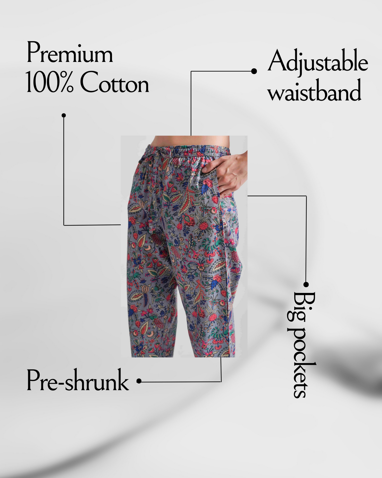 Cotton Pajama Pants Women - Gray Splendor
