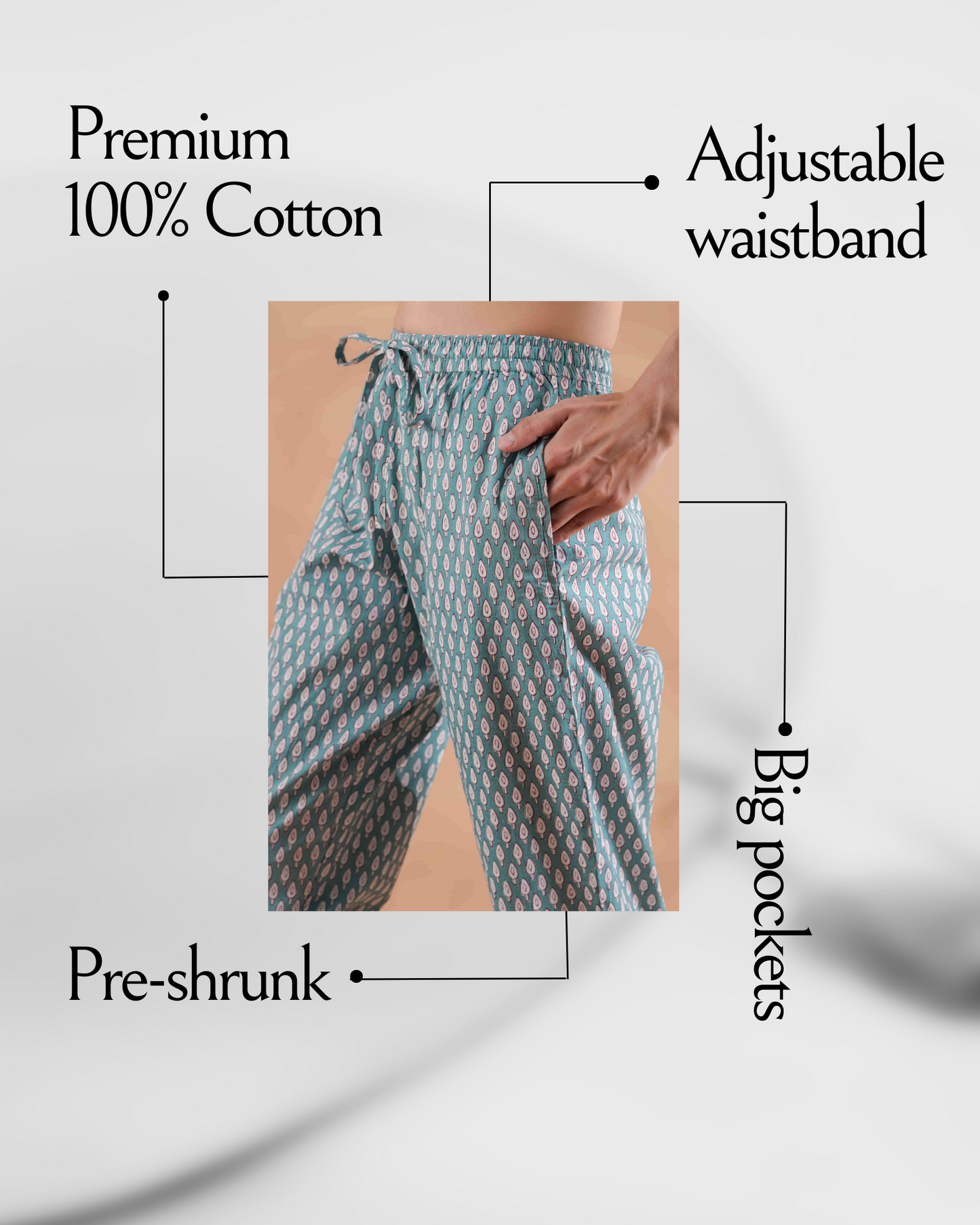 Cotton Pajama Pants Women - Festive Fir