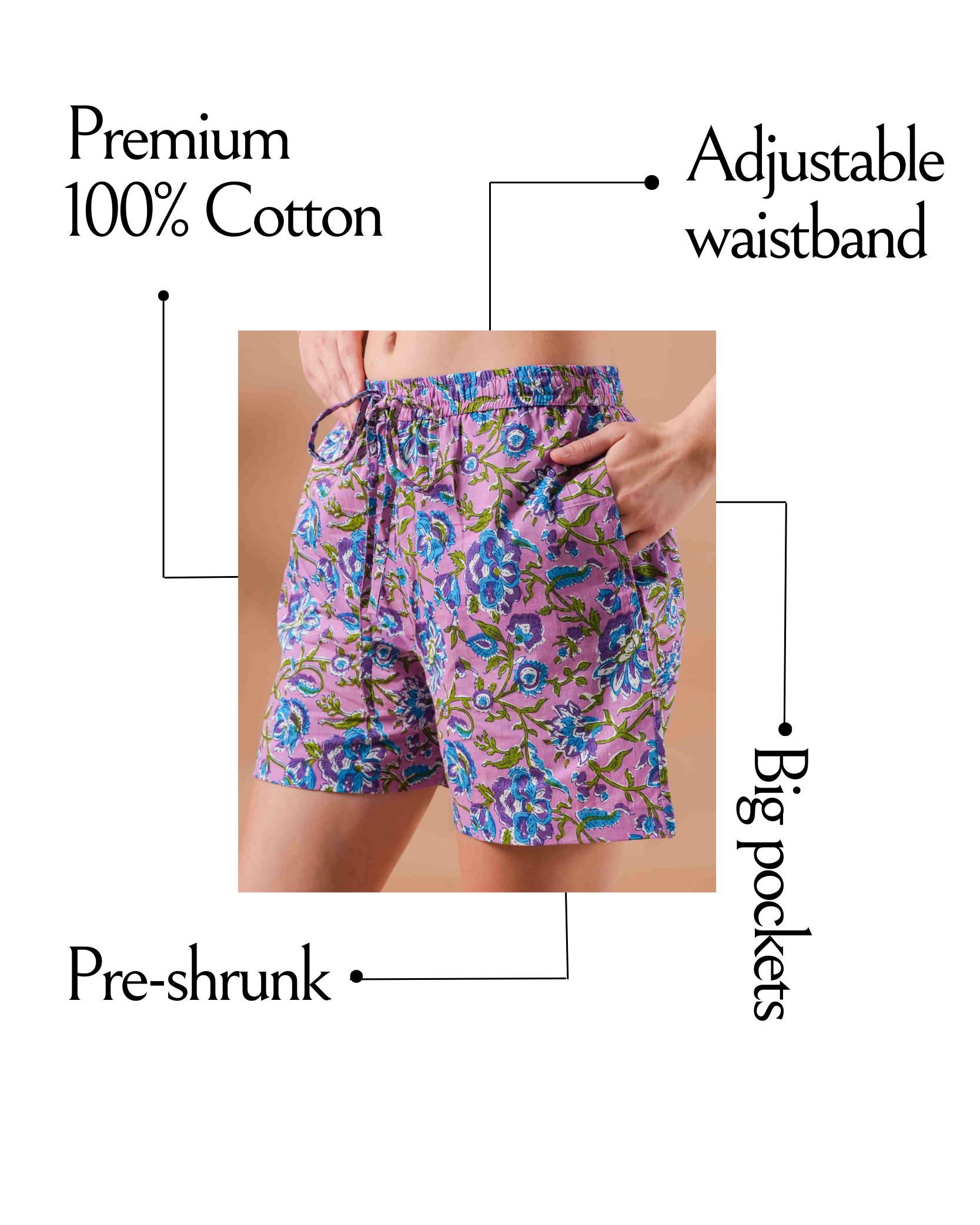 Cotton Pajama Shorts Women - Mystic Lavender