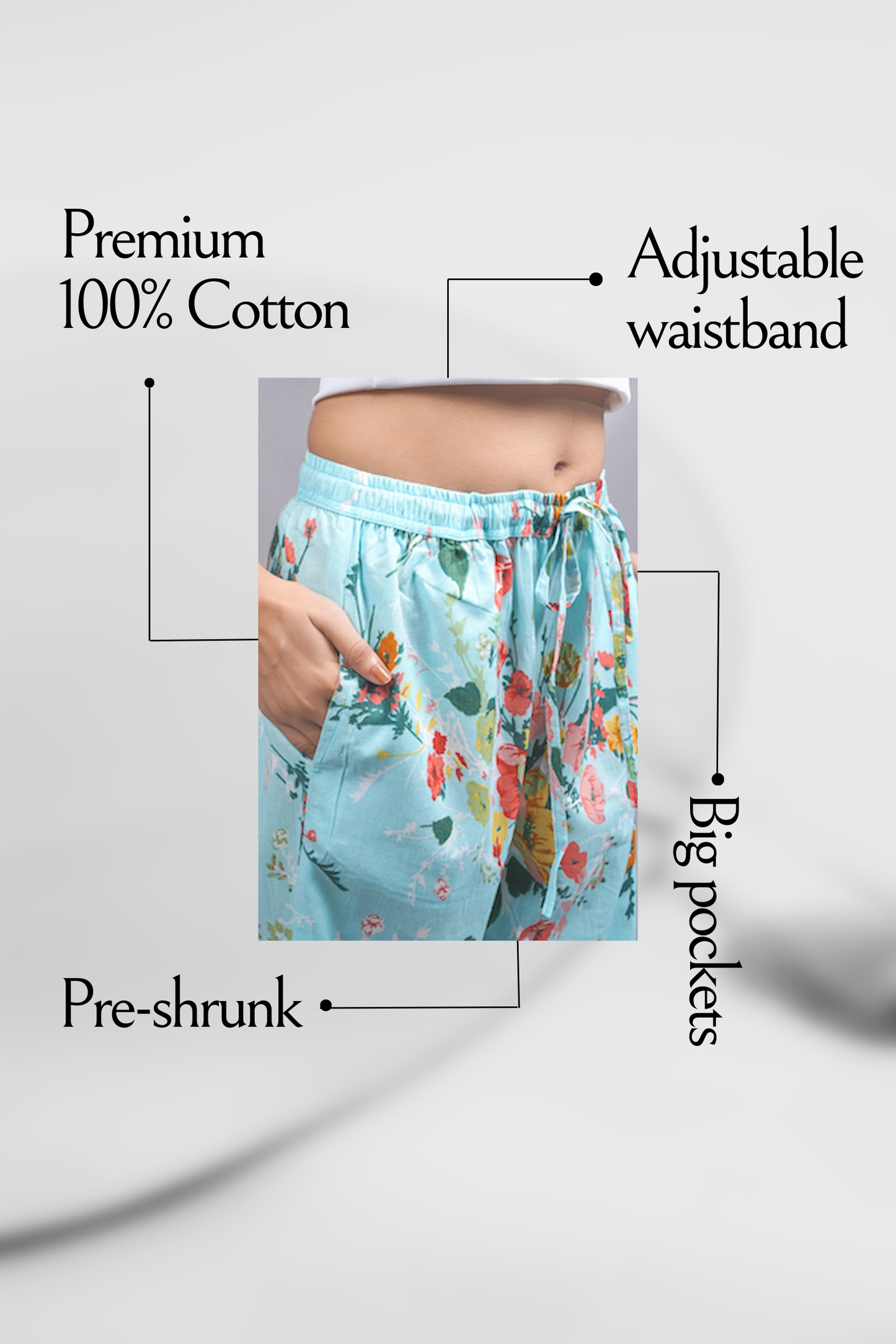 Cotton Pajama Pants Women - Cyan Crush