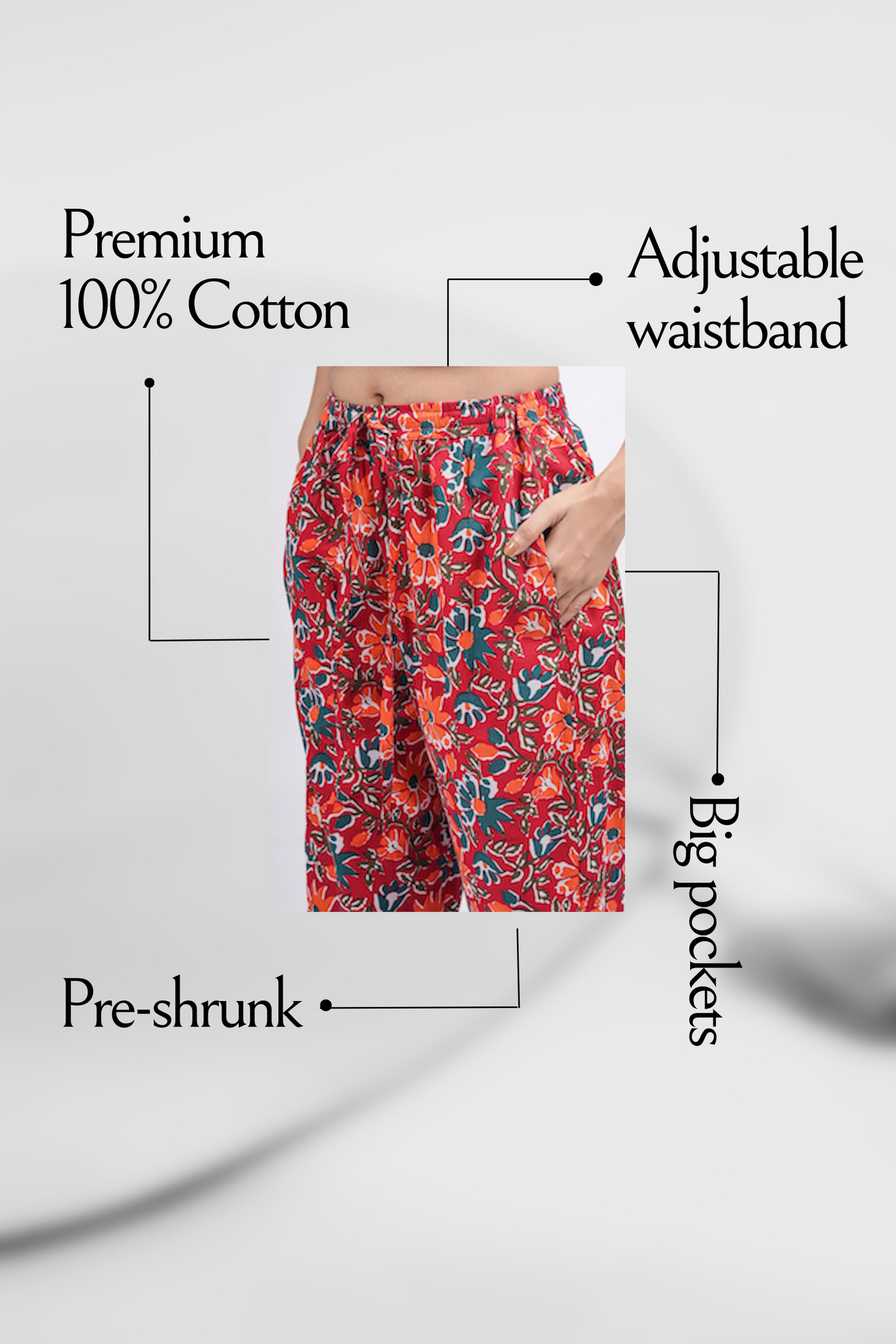 Cotton Pajama Pants Women - Saffron Petals