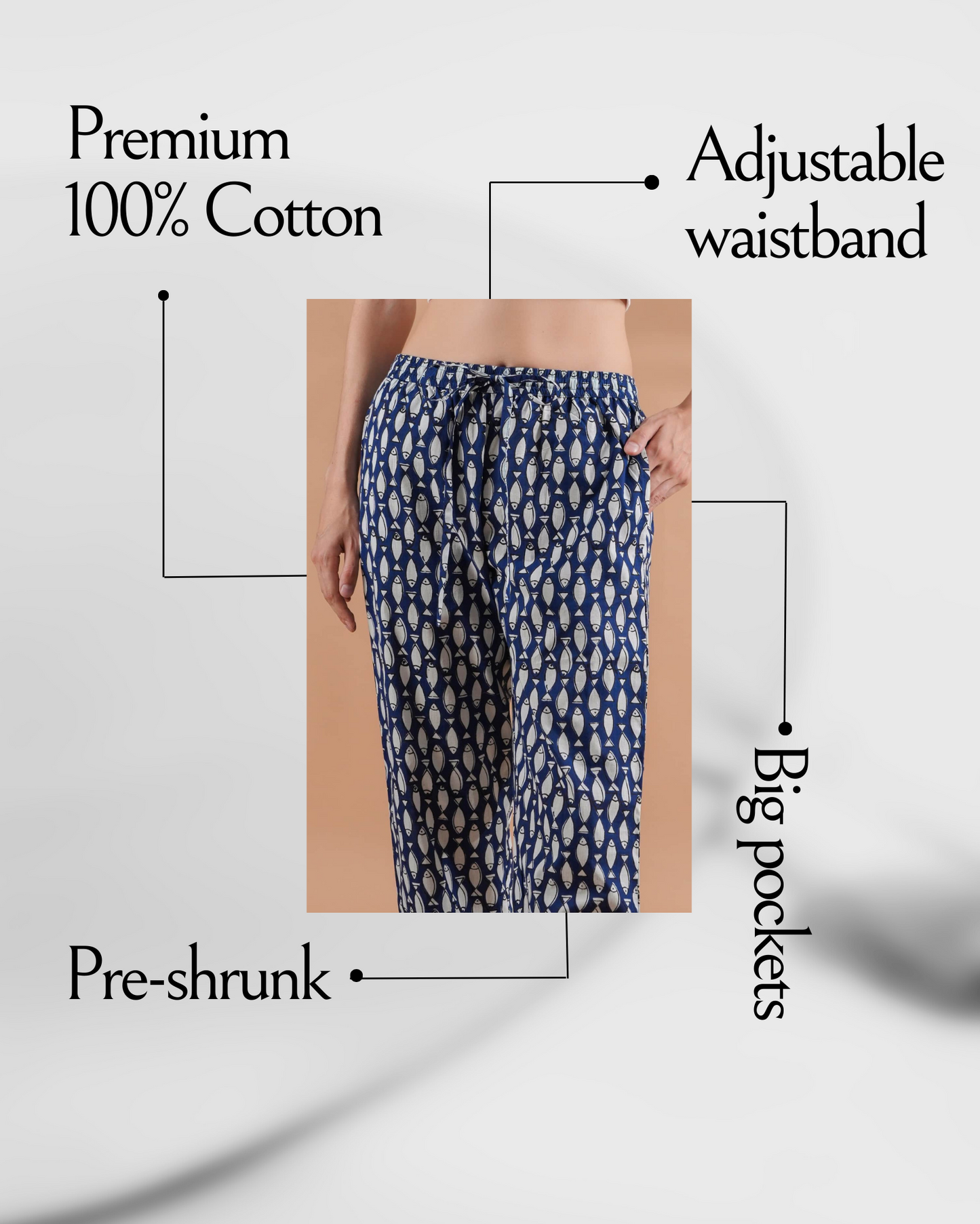Cotton Pajama Pants Women - Midnight Swim
