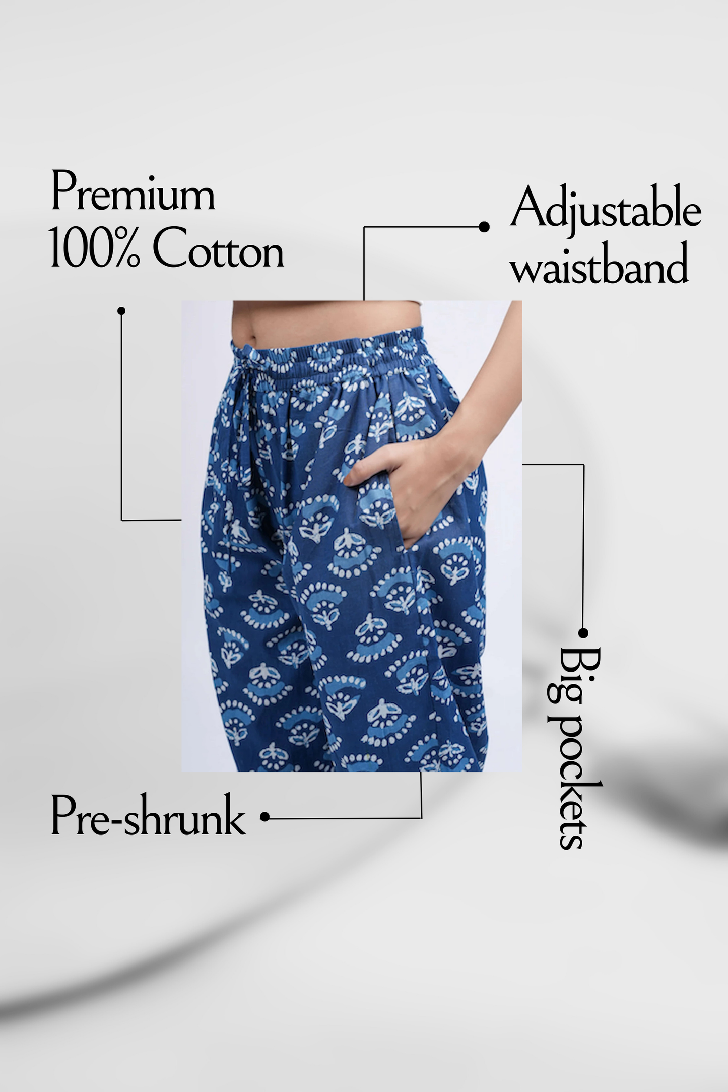 Cotton Pajama Pants Women - Moon Garden