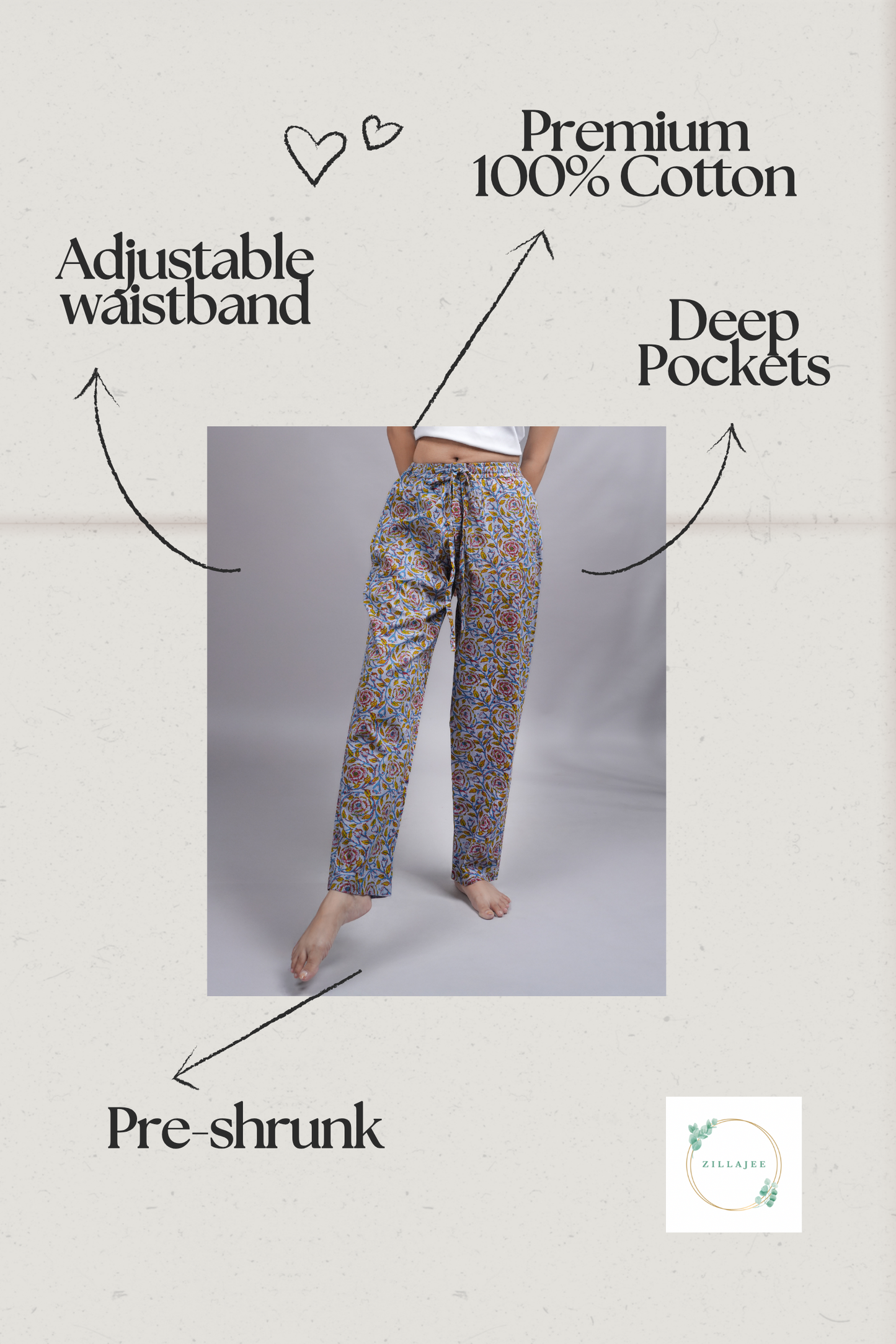 Cotton Pajama Pants Women - Dusty Rose